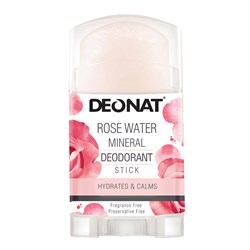 Дезодорант - Кристалл "ДеоНат" КАЛИЕВЫЙ с розовой водой, стик плоский, вывинчивающийся, 100 г - фото 6979